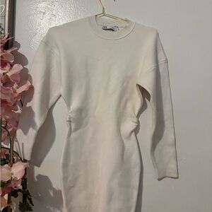 Zara-White Long Sleeve Dress